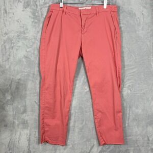 Frank & Eileen Womens 12 Pink Cotton Raw Hem Cropped Wicklow Chino Ankle Pants